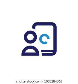 Phone screen icon with people logo design template icon