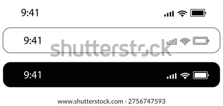 Phone screen interface, time display, signal bars, wifi, battery status, OS notification