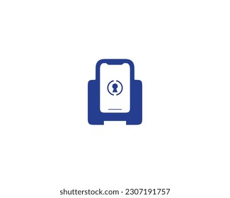 Phone Screen Lock Logo Design Icon. Mobile Phone Security Symbol Illustration Vector Graphics.