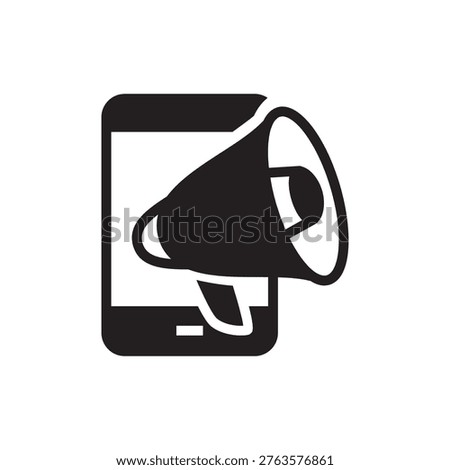 Phone screen with a megaphone for mobile promotion and cellular advertising.