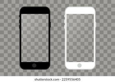 Phone screen mockup. Smartphone rotation. Mobile phone collection icons. Vector illustration