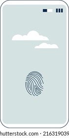 Phone screen protected with fingerprint scanner. Privacy icon