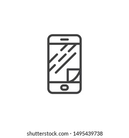 Phone screen protector glass line icon. linear style sign for mobile concept and web design. Smartphone display protect film outline vector icon. Symbol, logo illustration. Vector graphics