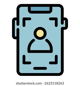 Phone screen recording icon. Outline phone screen recording vector icon color flat isolated