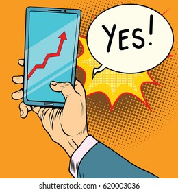 Phone screen with the schedule of growth