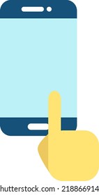 Phone screen with touching finger. Smartphone touchscreen