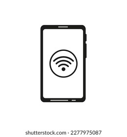 Icono de WiFi de pantalla de teléfono. Pantalla blanca de parodia de smartphone. Ilustración vectorial.