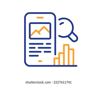 Phone search line icon. Smartphone app sign. Cellphone mobile device symbol. Colorful thin line outline concept. Linear style phone search icon. Editable stroke. Vector