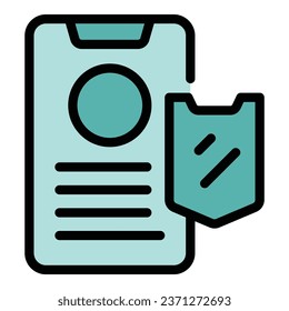 Phone secured icon outline vector. Private internet. Access server color flat
