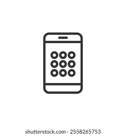 Phone security graphic key, icon in line design. Phone, security, graphic, key, lock, smartphone, encryption on white background vector. Phone security graphic key editable stroke icon