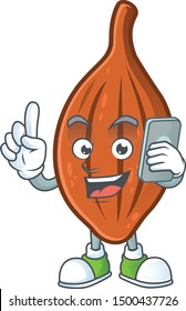 With phone seeds choco cartoon with symbol mascot