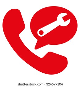 Phone Service Message vector icon. Style is flat symbol, red color, rounded angles, white background.