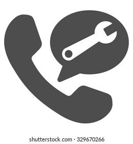 Phone Service Message vector icon. Style is flat symbol, gray color, rounded angles, white background.