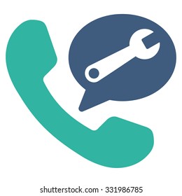 Phone Service Message vector icon. Style is bicolor flat symbol, cobalt and cyan colors, rounded angles, white background.