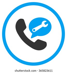 Phone Service Message vector icon. Style is bicolor flat circled symbol, blue and gray colors, rounded angles, white background.