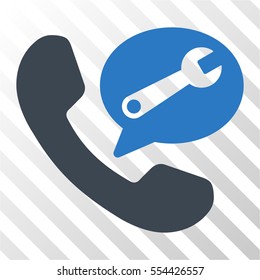 Phone Service Message vector pictogram. Illustration style is flat iconic bicolor smooth blue symbol on a hatched transparent background.