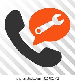Phone Service Message vector pictograph. Illustration style is flat iconic bicolor orange and gray symbol on a hatched transparent background.