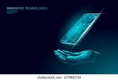 Phone service repair help business concept. Hand care mobile smartphone broken screen. Software error bug data lost. 3D virus attack information security alert vector illustration