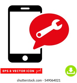 Phone Service SMS EPS vector pictogram. Illustration style is flat iconic bicolor intensive red and black symbol on white background.