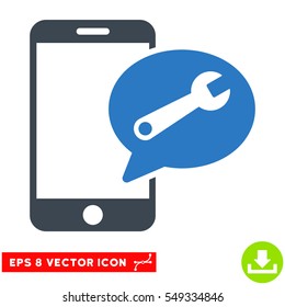 Phone Service SMS EPS vector pictograph. Illustration style is flat iconic bicolor smooth blue symbol on white background.
