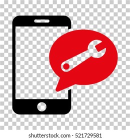 Phone Service SMS icon. Vector pictograph style is a flat bicolor symbol, intensive red and black colors, chess transparent background. Designed for software and web interface toolbars and menus.