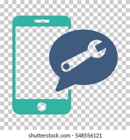 Phone Service SMS icon. Vector pictogram style is a flat bicolor symbol, cobalt and cyan colors, chess transparent background. Designed for software and web interface toolbars and menus.