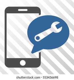 Phone Service SMS vector pictogram. Illustration style is flat iconic bicolor cobalt and gray symbol on a hatch transparent background.