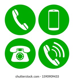 Phone set buttons. Call, mobile, smartphone, telephone, device, gadget, contact icons - stock vector