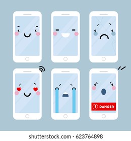 phone set of emotions vector illustration