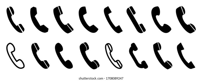 Icono de juego de teléfonos. Llamada, teléfono, símbolo de contacto - para stock