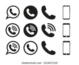 Vector de símbolo de ícone de conjunto de telefone.on fundo branco