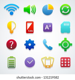 Phone setting icons set color