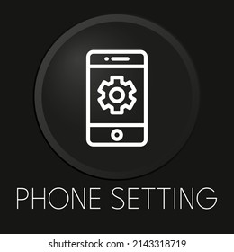 Telefonische Einstellung minimaler Vektorgrafik Symbol auf 3D-Schaltfläche einzeln auf schwarzem Hintergrund. Premium-Vektorgrafik.
