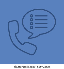 Phone settings color linear icon. Handset with preferences inside speech bubble. Thin line outline symbols on color background. Vector illustration