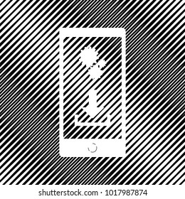 Phone settings. Download and install apps. Vector. Icon. Hole in moire background.