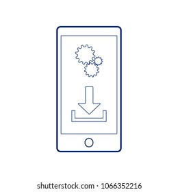 Phone settings. Download and install apps. Vector. Flat style black icon on white.