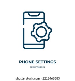 Phone Settings Icon. Linear Vector Illustration From Smartphones Collection. Outline Phone Settings Icon Vector. Thin Line Symbol For Use On Web And Mobile Apps, Logo, Print Media.