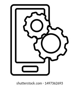 Phone Settings Icon, Vector Illustration, Business Outline