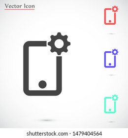 Phone settings vector icon. Phone repair icon. Mobile Phone icon. Cell phone icon eps10. flat design