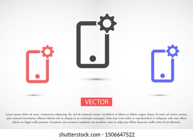 Phone settings vector icon. Phone repair icon. Mobile Phone icon. Cell phone icon eps10. flat design