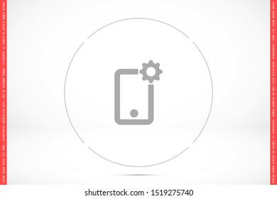 Phone settings vector icon. Phone repair icon. Mobile Phone icon. Cell phone icon eps10. flat design