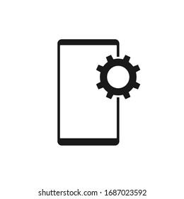 Phone Setup Gear icon. Vector illustration style is a flat iconic phone setup gear symbol