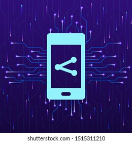 Phone, share new technology vector icon. New mobile technology concept vector illustration. Phone, share new technology vector icon