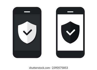 Phone with shield check mark icon. Illustration vector