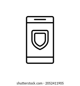 diseño vectorial de icono de línea de escudo de teléfono, icono de línea de trazo editable