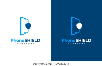Símbolo del concepto del logotipo de Escudo del teléfono, símbolo del logotipo de Phone Secure