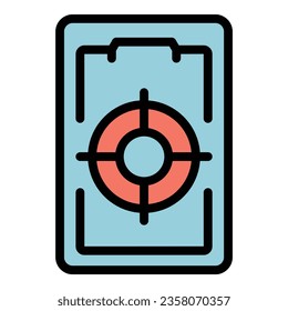 Phone shooter icon outline vector. Online game. Play mobile color flat