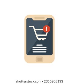 Phone shop cart icon flat vector. Sale store. Mobile money isolated