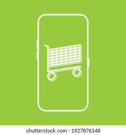  Phone Shopping. Flat Design. Vector Illustration
