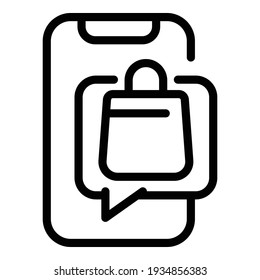 Icono de compra de teléfono. Icono de vector de compra de teléfono de contorno para diseño web aislado en fondo blanco
